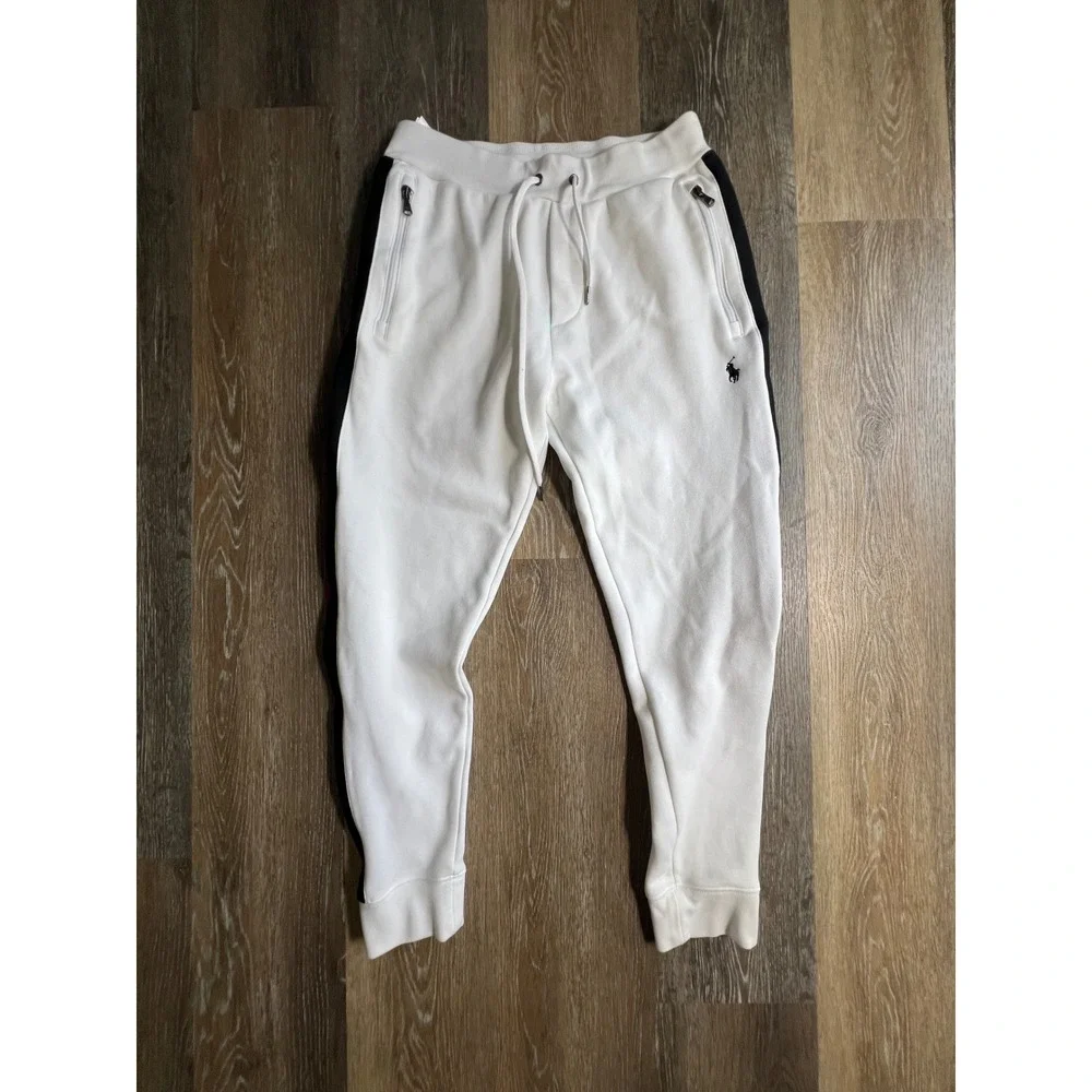 Polo Ralph Lauren Joggers‎ Mens S White Excellent Striped Tapered Sweatpants